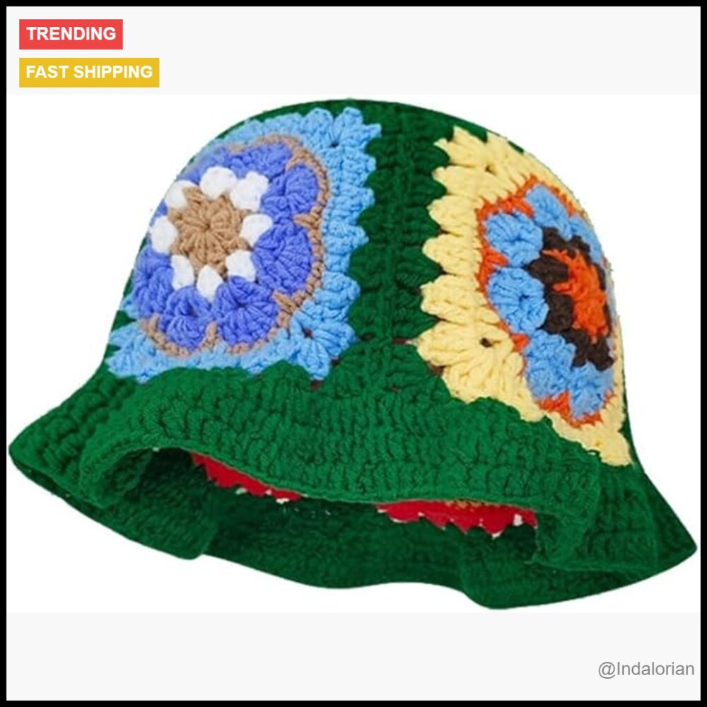 Crochet Bucket Hat Handmade Foldable Knit Fisherman Cap Travel Chic